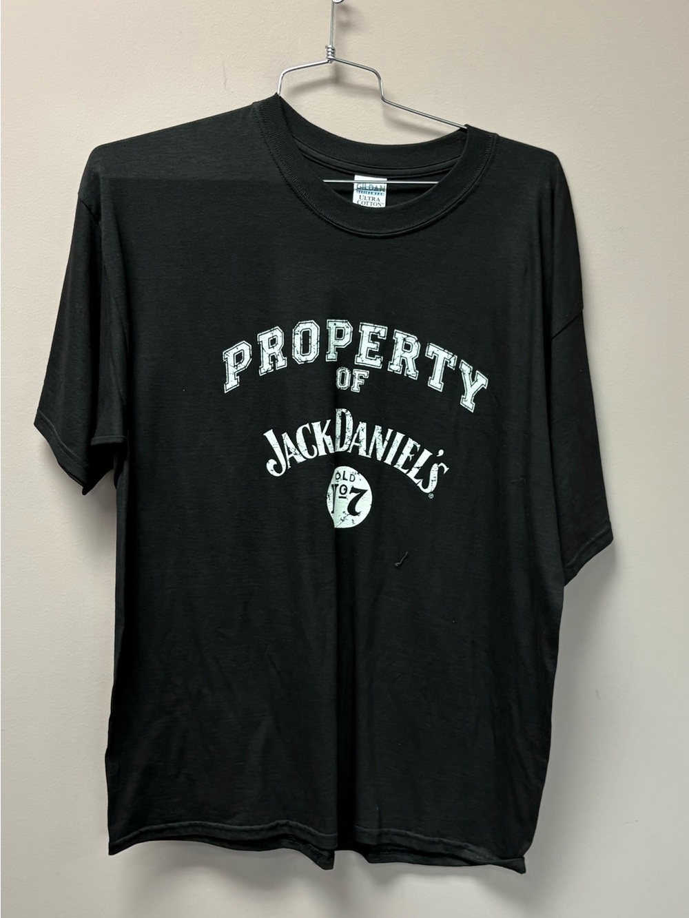 Jack Daniels Property Of Old No 7 Whiskey T-Shirt Mens XL Black Gildan Cotton